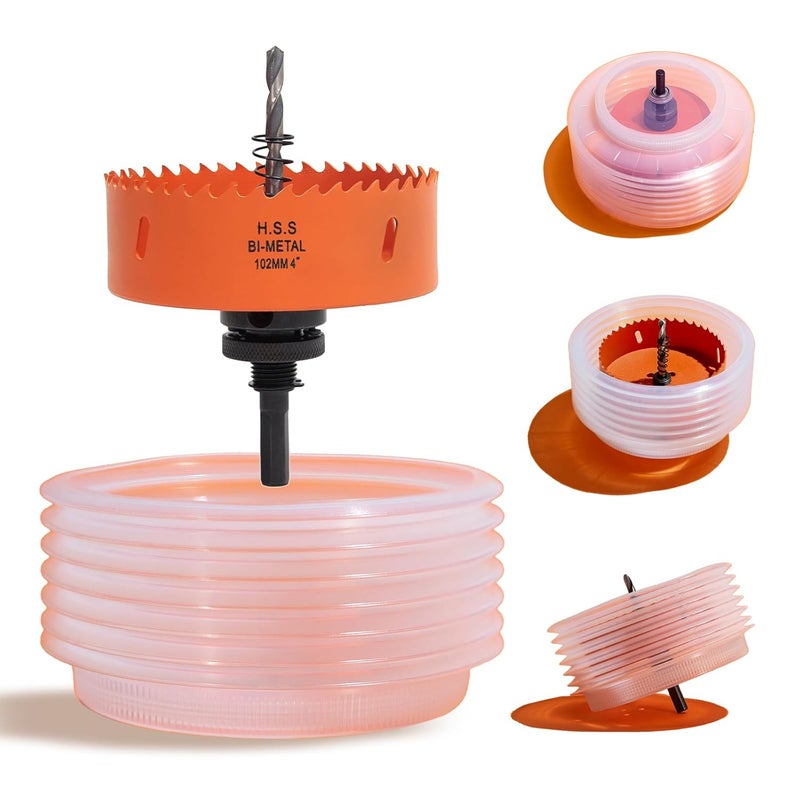 VIKITON 4 Hole Saw for Recessed Lights, 4 Inch Hole Cutter with Dust Bowl Catcher for Led Recessed Lighting 4 Inch and Wood Metal Drywall, Bi-Metal Construction - Image 1